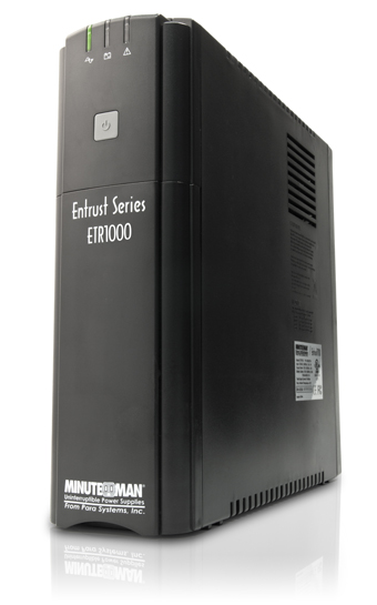 MINUTEMAN, ENTRUST SERIES: LINE INTERACTIVE UPS, 1000VA/600 WATTS, 120 INPUT & OUTPUT VAC, VOLTAGE RANGE 105-130VAC, (4) ON-BATTERY RECEPTACLES, (4) SURGE-ONLY RECEPTACLES, 2 MIN. ON-BATTERY FULL LOAD